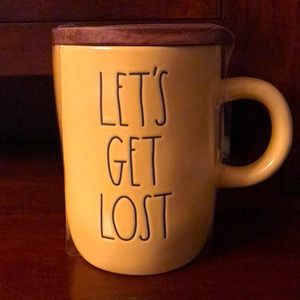 Rae Dunn LET’S GET LOST Mug with wooden coaster  lid